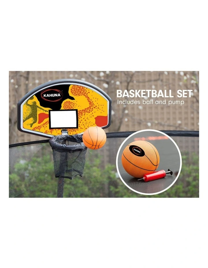 Kahuna Trampoline 10 ft with Basketball Set and Roof - Rainbow image 4