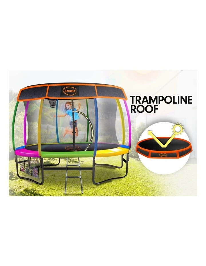 Kahuna Trampoline 14 ft with Basketball Set and Roof - Rainbow image 3