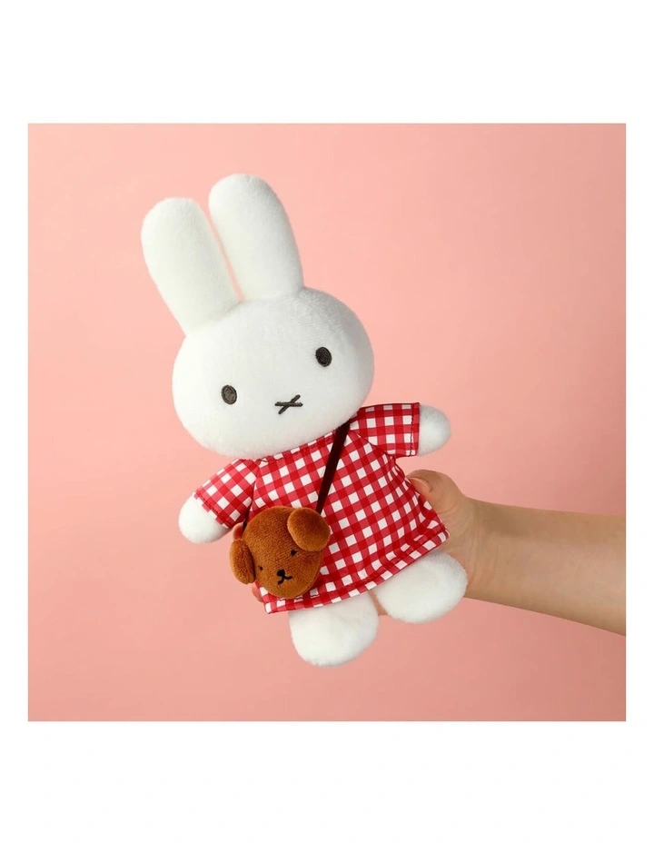 Miffy - Checkered Dress with Snuffy Bag Plush 24cm Soft Toy - Birth image 3