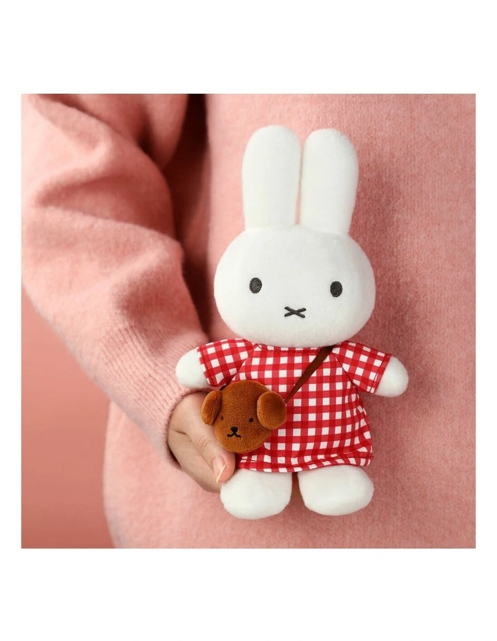 Miffy - Checkered Dress with Snuffy Bag Plush 24cm Soft Toy - Birth image 5