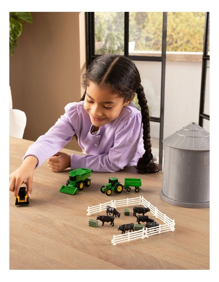 20pc John Deere Farm Playset w/ Grain Bin 1:64 Scale Kids/Children Toy 3y image 3