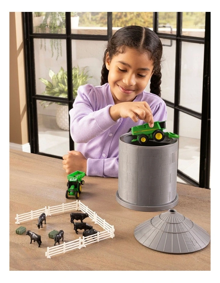 20pc John Deere Farm Playset w/ Grain Bin 1:64 Scale Kids/Children Toy 3y image 4