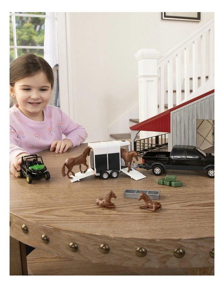 John Deere Weathered Barn Kids Play Set w/ Pickup Horse Trailer 1:32 Scale 3y image 6