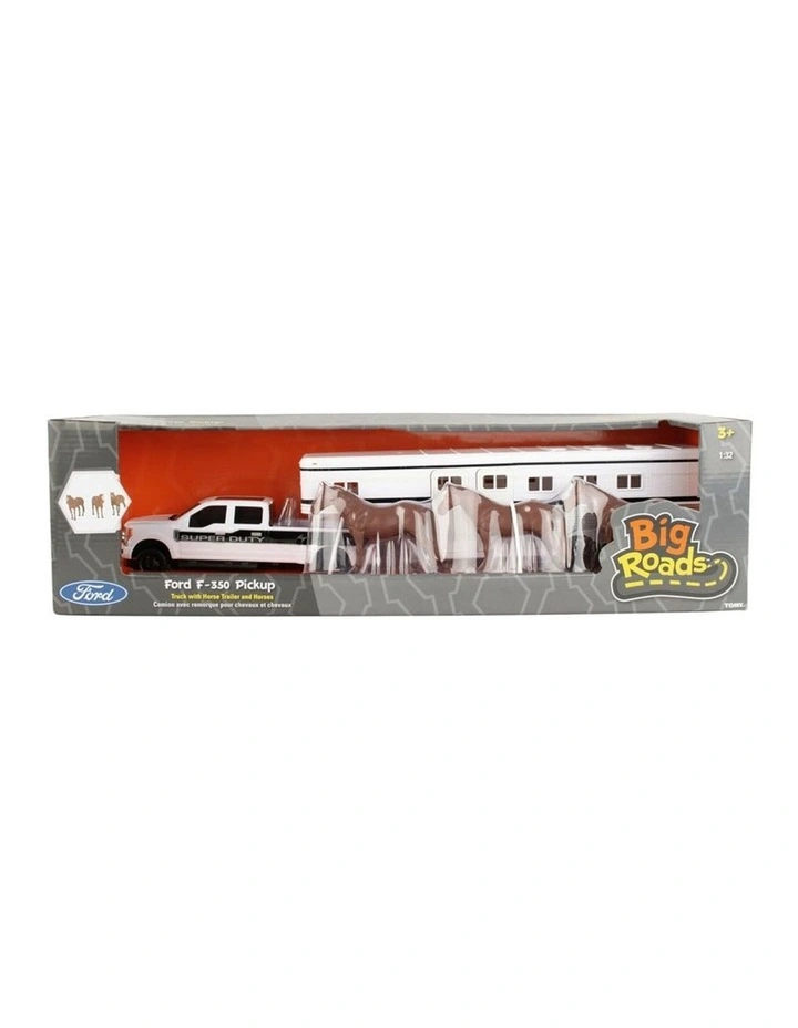 John Deere 1: 32 Ford F-350 Pickup Truck/Ute w/Horse Trailer & Horses 3Y image 1