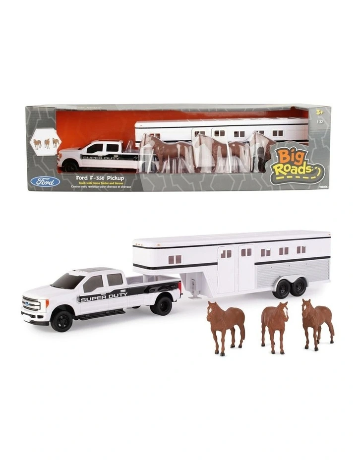 John Deere 1: 32 Ford F-350 Pickup Truck/Ute w/Horse Trailer & Horses 3Y image 2
