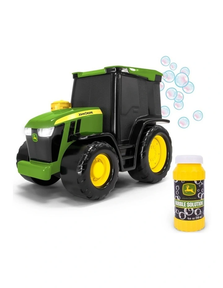 John Deere Tractor Bubble Machine Play Toy W/ 118ml Solution Set 3y image 2