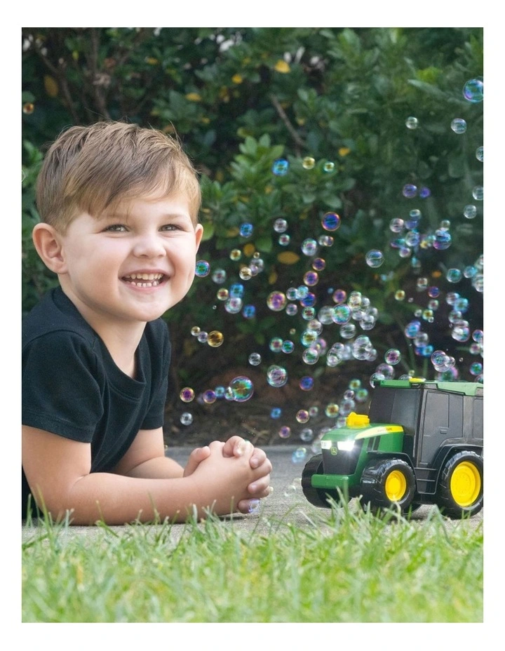John Deere Tractor Bubble Machine Play Toy W/ 118ml Solution Set 3y image 4