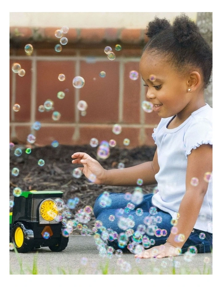 John Deere Tractor Bubble Machine Play Toy W/ 118ml Solution Set 3y image 5