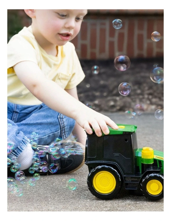 John Deere Tractor Bubble Machine Play Toy W/ 118ml Solution Set 3y image 6