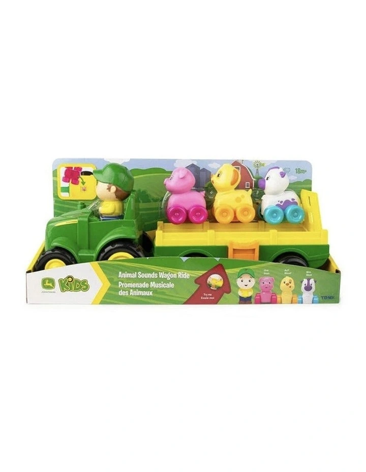 John Deere 35cm Animal Sounds Music Wagon Ride Kids Vehicle w/ Figure Toy 18m image 3