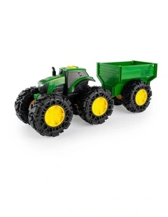 John Deere 38cm Monster Treads Tractor Kids Vehicle Toy w/ Wagon Light/Sounds 3 
