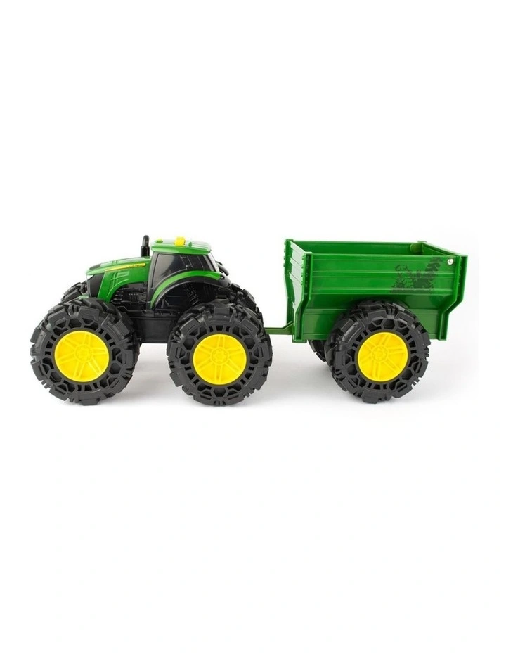 John Deere 38cm Monster Treads Tractor Kids Vehicle Toy w/ Wagon Light/Sounds 3  image 6