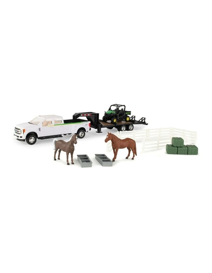John Deere 1: 32 Ford Pickup w/John Deere Gator On Trailer w/Horses & Yards 3Y image 4