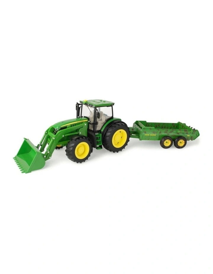 John Deere 1:16 Big Farm 6210R Tractor Toy Playset W/ Spreader 3y image 1
