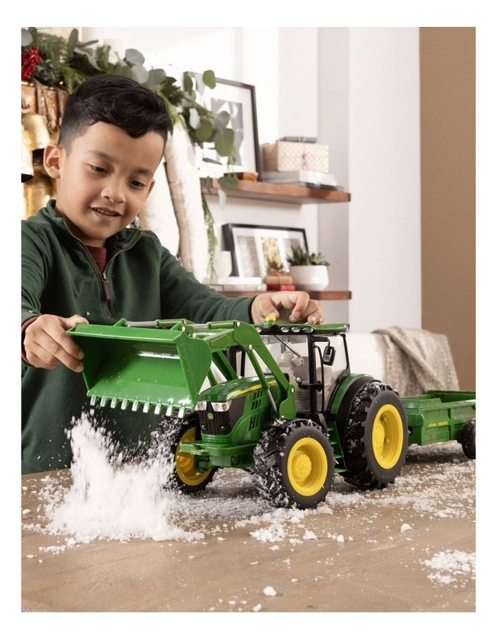 John Deere 1:16 Big Farm 6210R Tractor Toy Playset W/ Spreader 3y image 6