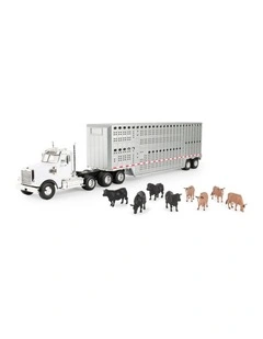 John Deere 1:32 Freightliner 122SD Single Semi Truck w/Cattle Trailer 3Y 