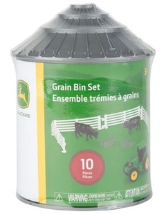 10pc John Deere 1:64 Farm Animals Play Set w/ Mini Grain Bin Kids Toy 3y 