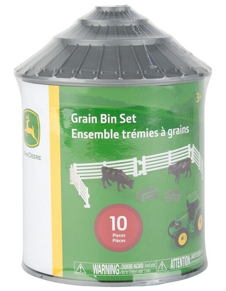 10pc John Deere 1:64 Farm Animals Play Set w/ Mini Grain Bin Kids Toy 3y image 1