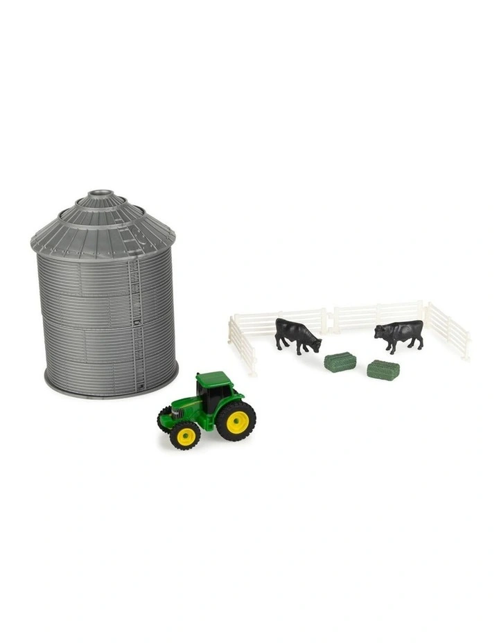 10pc John Deere 1:64 Farm Animals Play Set w/ Mini Grain Bin Kids Toy 3y image 2