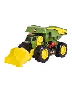 John Deere 2-N-1 Dig Rig Dump Truck & Loader w/ Lights/Sounds Motorized Drive