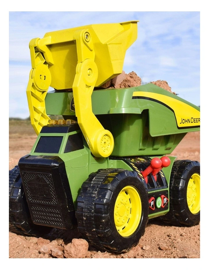 John Deere 2-N-1 Dig Rig Dump Truck & Loader w/ Lights/Sounds Motorized Drive image 3