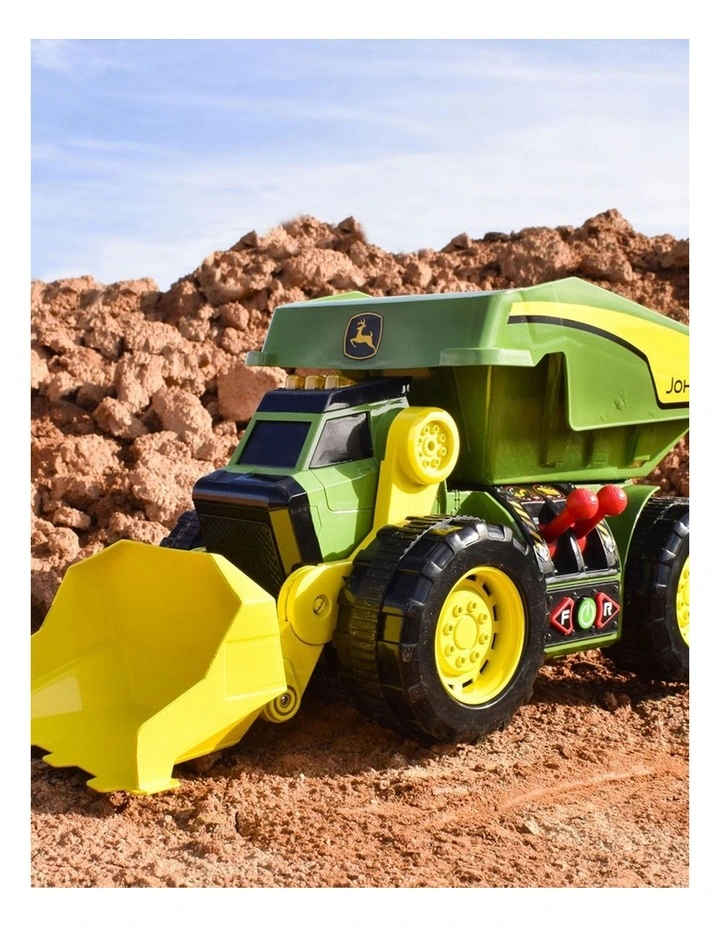 John Deere 2-N-1 Dig Rig Dump Truck & Loader w/ Lights/Sounds Motorized Drive image 4