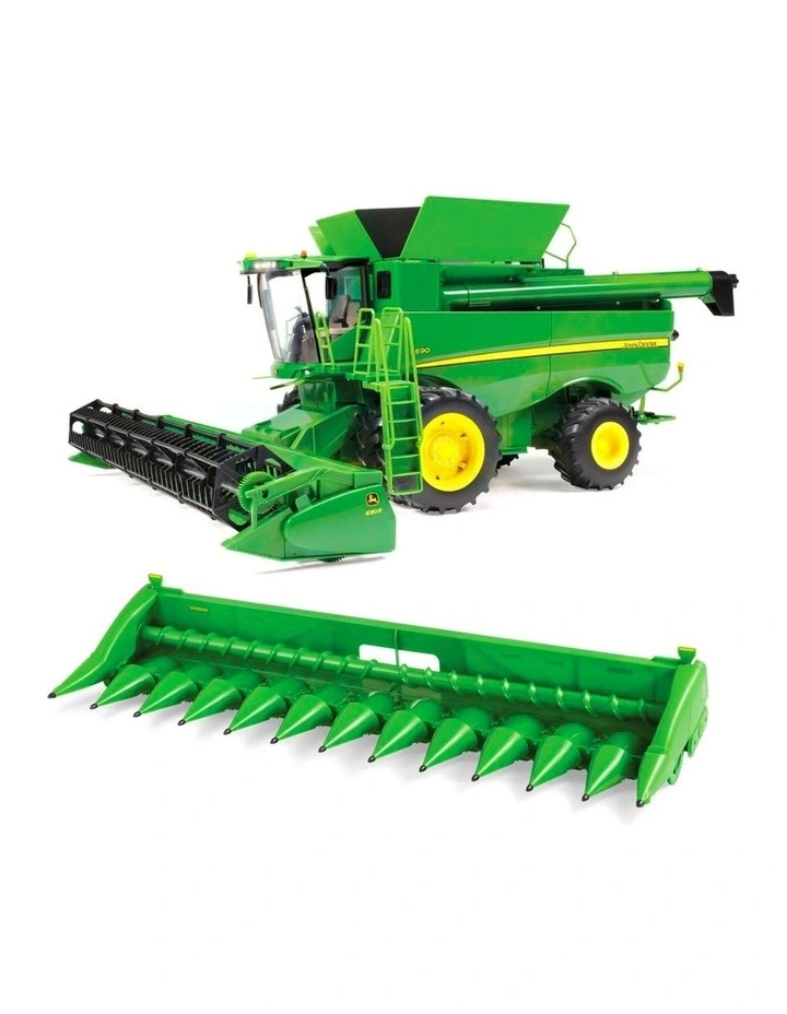 John Deere 1:16 Big Farm S690 Toy Combine Harvester w/Corn/Grain Heads 65cm 3 image 1
