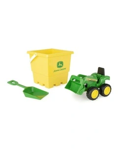 John Deere 15cm Sand Pit Bucket Set: Green Tractor w/Square Bucket & Shovel 18M 