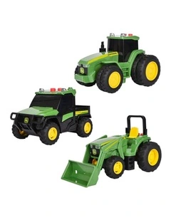 3pc John Deere Lights & Sound Mini Tractors Farm Vehicle Kids Toy Set 3y 
