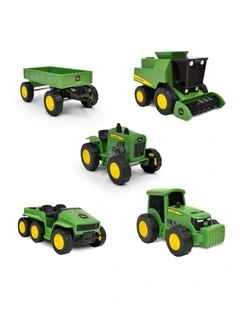5pc John Deere Micro Farm Vehicles Working Wheels Rubber Tyres Green Kids Toy