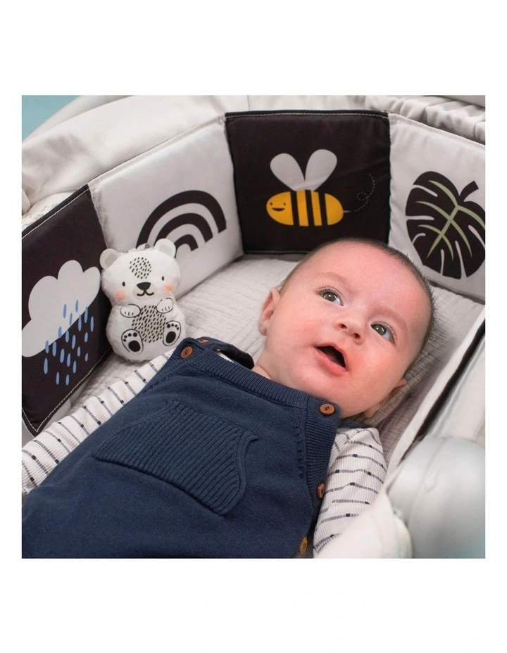 Savannah Black and White Tummy Book Crinkle Toy Baby Sensory 15x85cm image 2