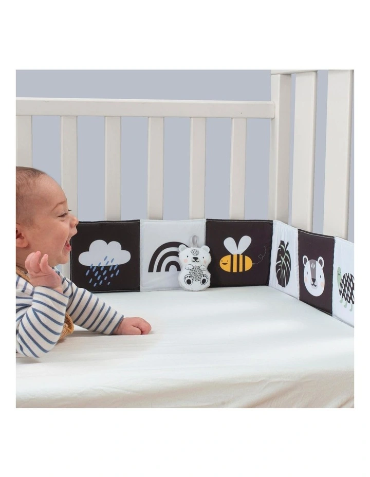 Savannah Black and White Tummy Book Crinkle Toy Baby Sensory 15x85cm image 3