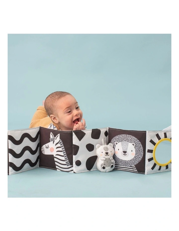 Savannah Black and White Tummy Book Crinkle Toy Baby Sensory 15x85cm image 4