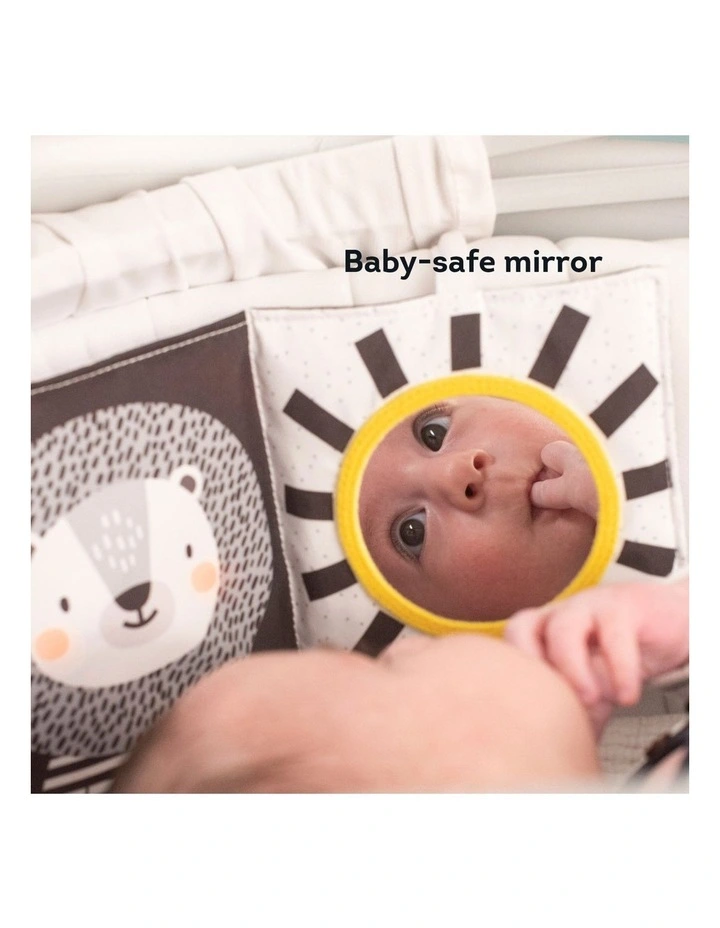 Savannah Black and White Tummy Book Crinkle Toy Baby Sensory 15x85cm image 5