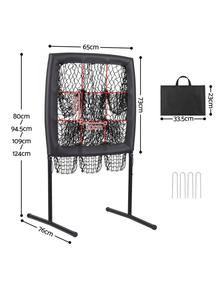 Everfit Baseball Pitching Net Training Target Softball Practice 9 Hole Black image 2