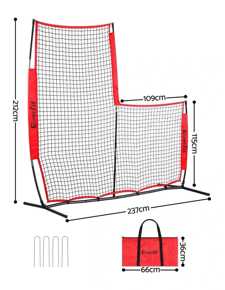 Everfit Baseball Pitching Net L Screen Softball Practice Portable Red image 2
