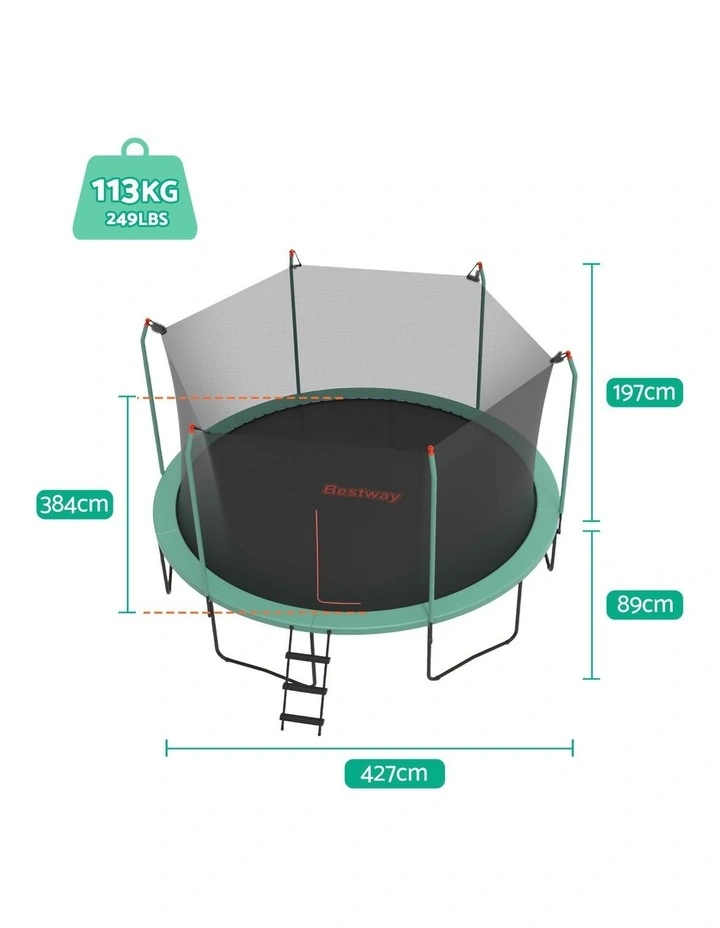 Bestway 14ft Trampoline Kids Rebounder Safety Net Enclosure Outdoor Fitness 4.27m for Ages 6  image 2