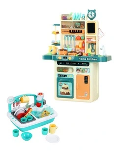 Keezi 2 Piece Kids Pretend Kitchen and Washing Playset Sink Toys