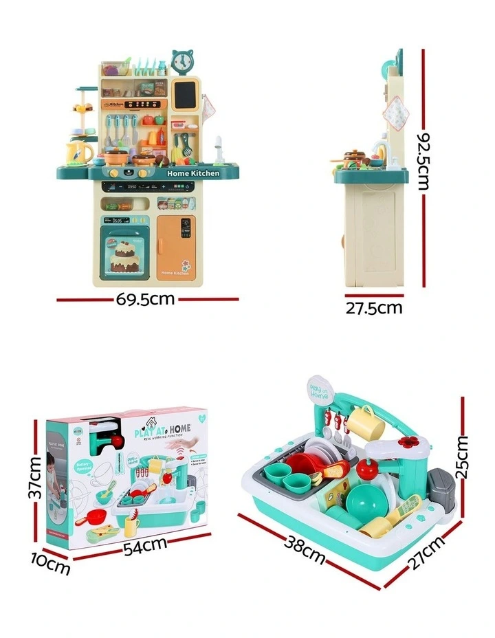 Keezi 2 Piece Kids Pretend Kitchen and Washing Playset Sink Toys image 2