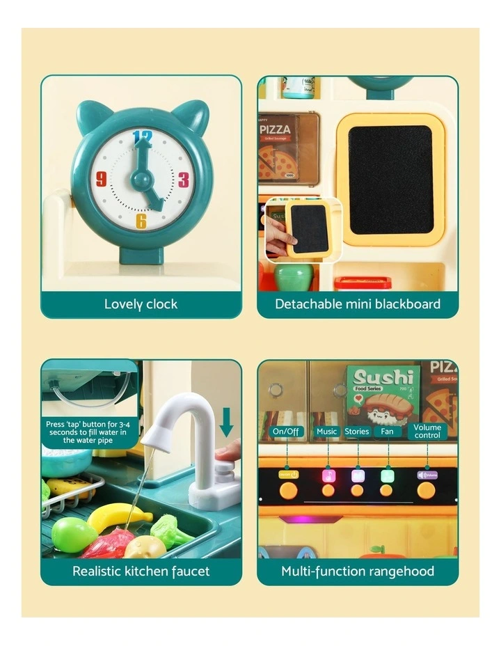 Keezi 2 Piece Kids Pretend Kitchen and Washing Playset Sink Toys image 4