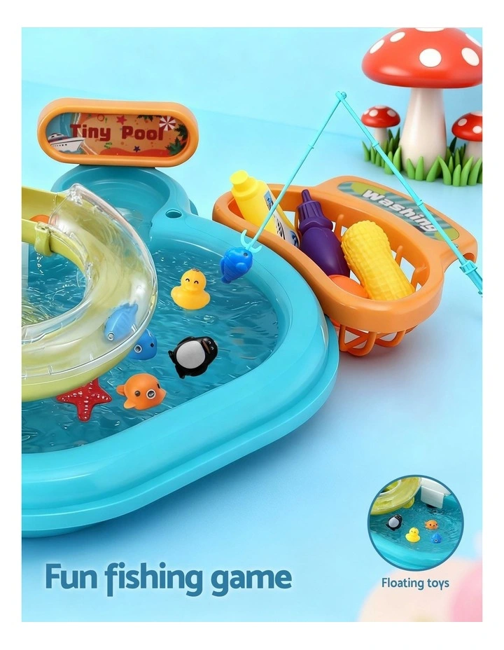 Keezi Kids Pretend Kitchen Sink and Water Playset Fishing Game Toys Play food image 5