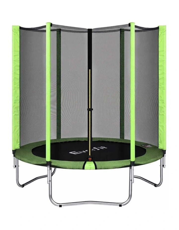 Everfit 6FT Kids Trampoline Round Rebounder with Enclosure Net Green image 1