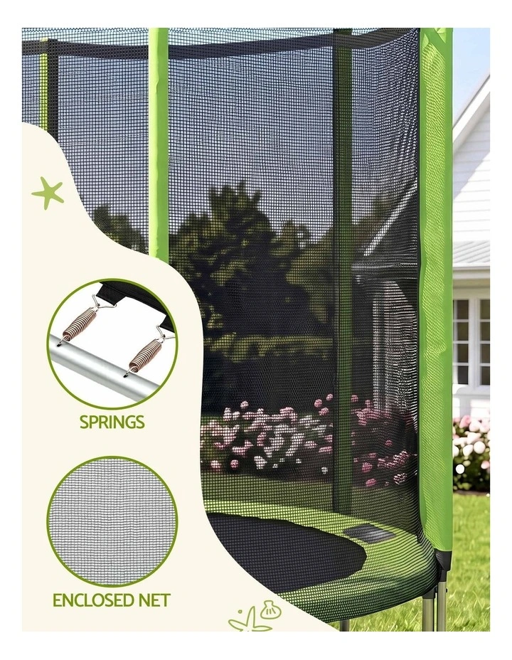 Everfit 6FT Kids Trampoline Round Rebounder with Enclosure Net Green image 5