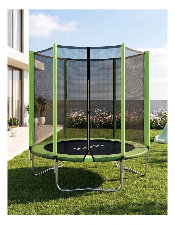 Everfit 6FT Kids Trampoline Round Rebounder with Enclosure Net Green image 6