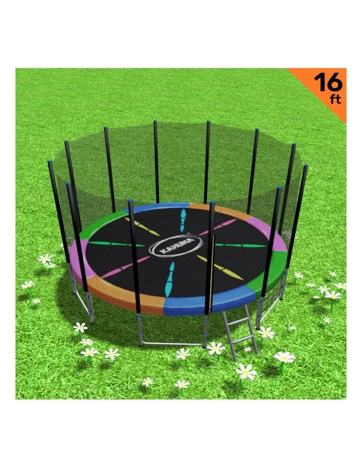 Kahuna Blizzard 16 ft Trampoline Round Outdoor Pad Mat Net Rainbow image 5