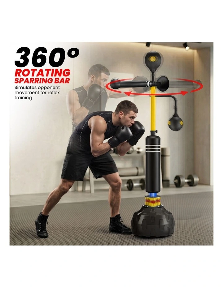 Powertrain 5-in-1 Freestanding Boxing Trainer Reflex Punching Bag with 360 Sparring Bar Speed Balls image 5