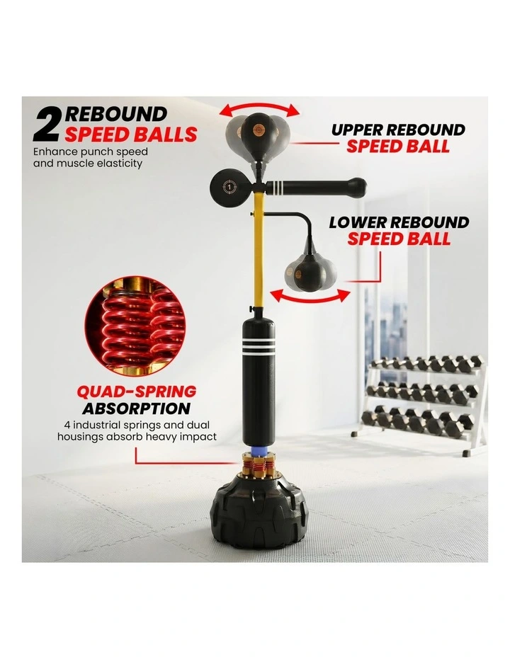 Powertrain 5-in-1 Freestanding Boxing Trainer Reflex Punching Bag with 360 Sparring Bar Speed Balls image 6