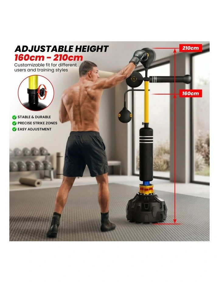 Powertrain 5-in-1 Freestanding Boxing Trainer Reflex Punching Bag with 360 Sparring Bar Speed Balls image 7