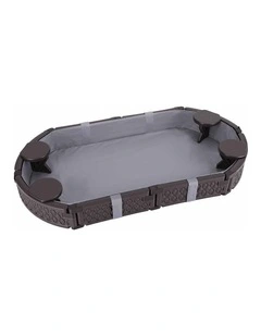 Keezi Kids Sandpit Toys Outdoor Sandbox Oval Sand Pit 4 Seats Grey Cover