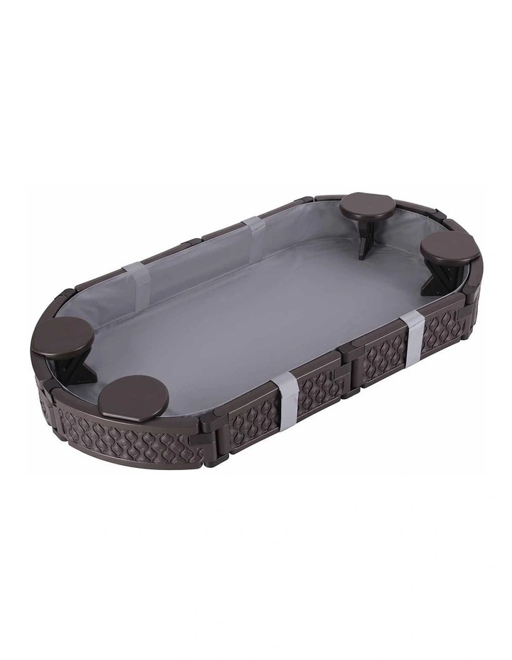 Keezi Kids Sandpit Toys Outdoor Sandbox Oval Sand Pit 4 Seats Grey Cover image 3